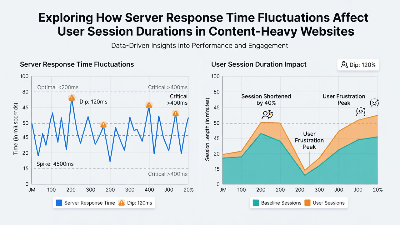 Visualization of user session length trends alongside server latency data over multiple days